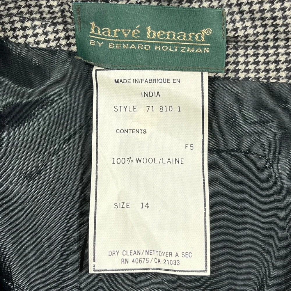 Harve Benard VTG Old Money Preppy Wool Houndstooth Skirt Womens 14 Quiet Luxury